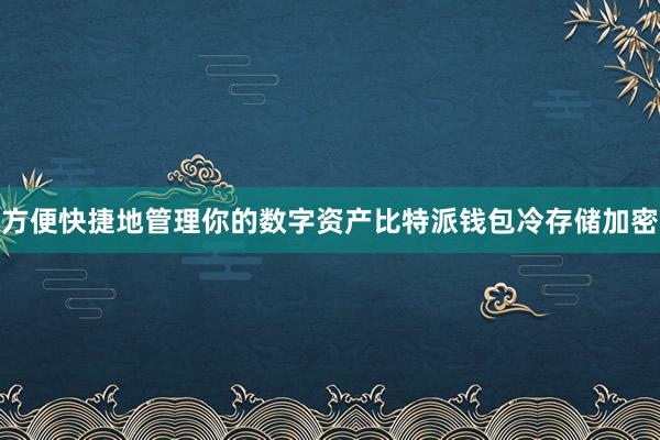 方便快捷地管理你的数字资产比特派钱包冷存储加密