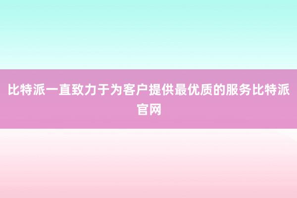 比特派一直致力于为客户提供最优质的服务比特派官网