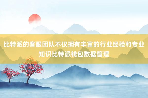 比特派的客服团队不仅拥有丰富的行业经验和专业知识比特派钱包数据管理