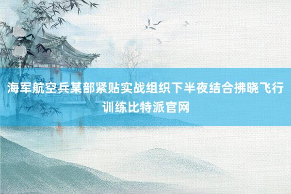 海军航空兵某部紧贴实战组织下半夜结合拂晓飞行训练比特派官网