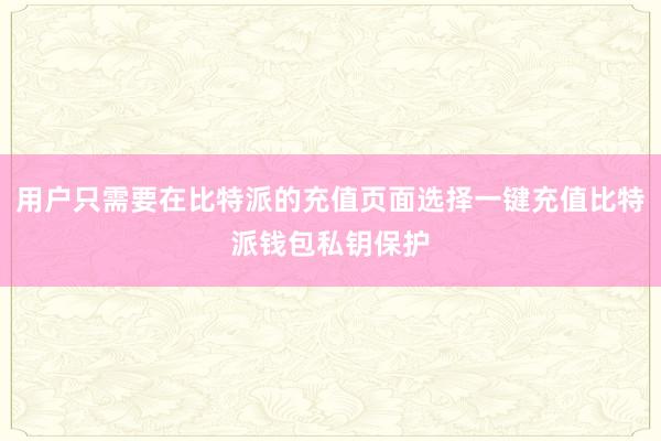 用户只需要在比特派的充值页面选择一键充值比特派钱包私钥保护