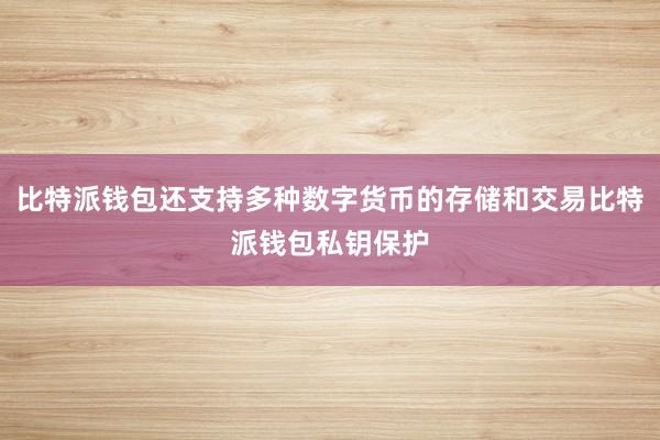 比特派钱包还支持多种数字货币的存储和交易比特派钱包私钥保护