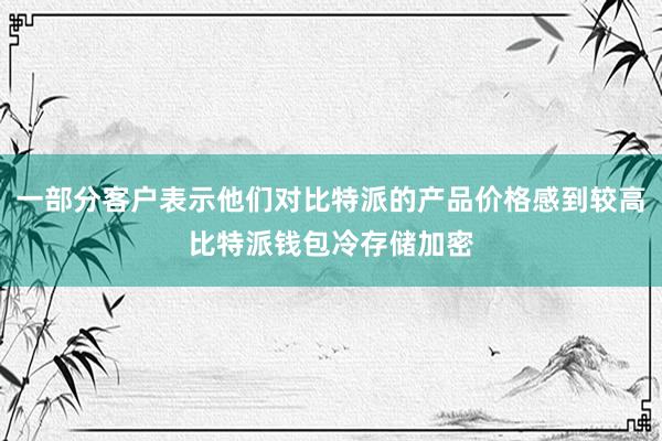 一部分客户表示他们对比特派的产品价格感到较高比特派钱包冷存储加密