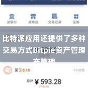 比特派应用还提供了多种交易方式Bitpie资产管理